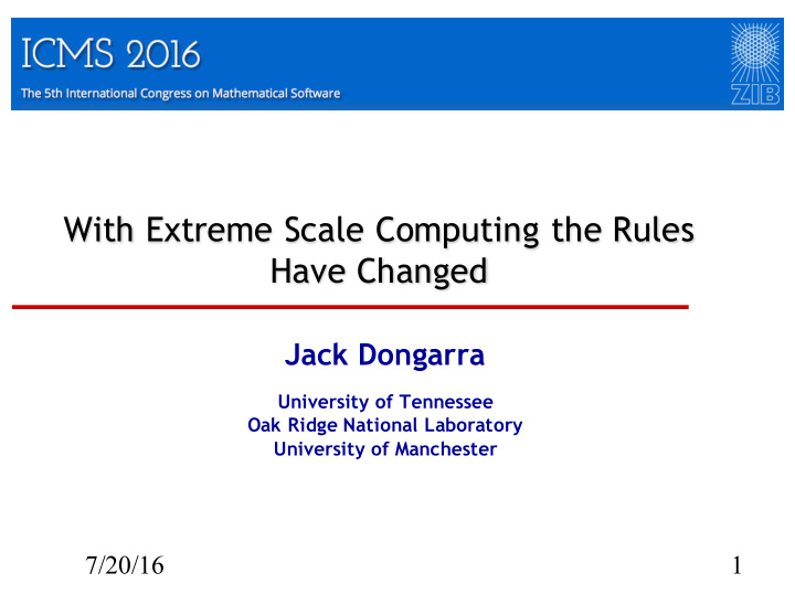 with extreme scale computing the rules have changed