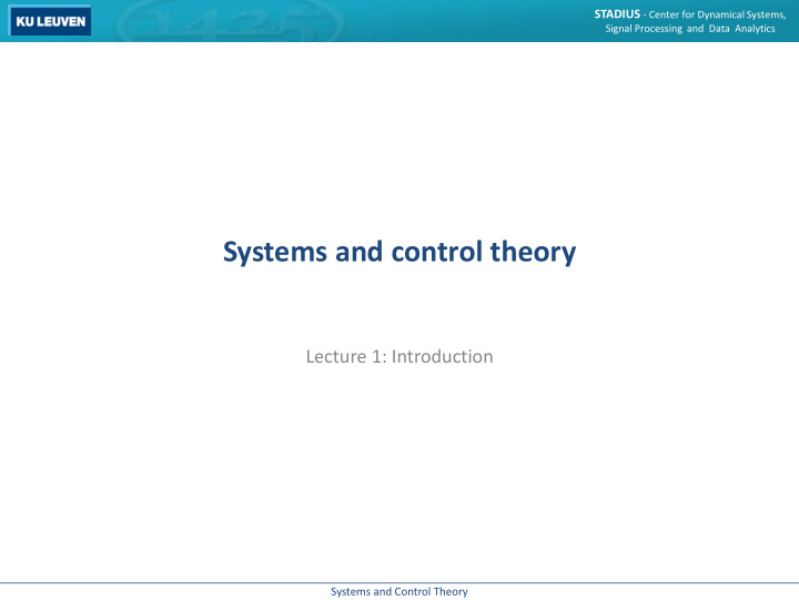 systems and control theory