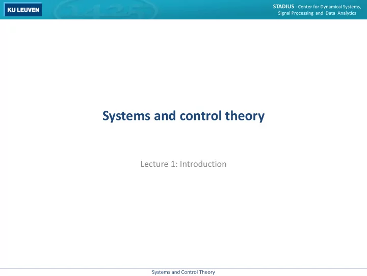 systems and control theory