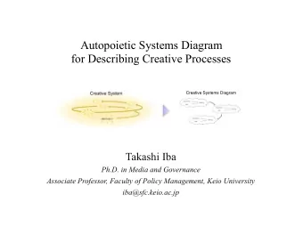 Autopoietic Systems Diagram  for Describing Creative Processes  Creative Systems Diagram  Takashi