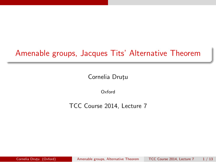 amenable groups jacques tits alternative theorem