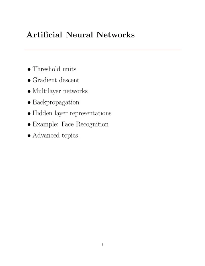 artificial neural networks