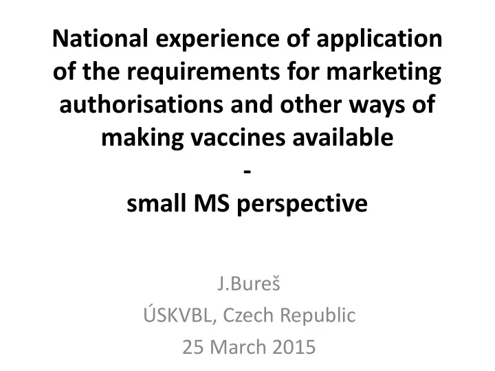 national experience of application of the requirements