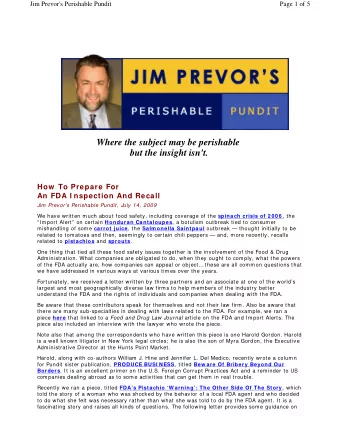 Where the subject may be perishable but the insight isn't.  How  To Prepare For  An FDA I nspection