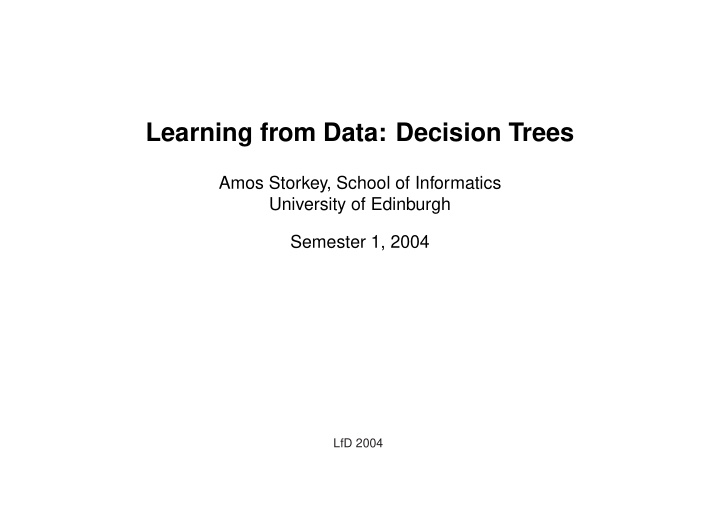 learning from data decision trees