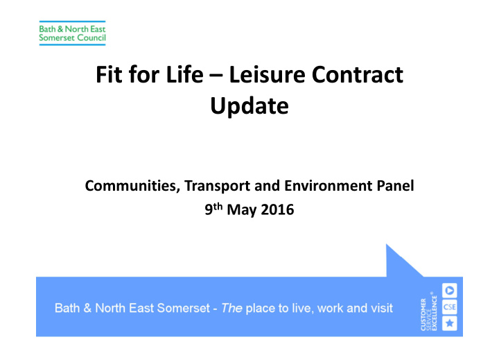 fit for life leisure contract update