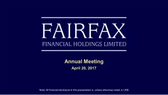 Annual Meeting  April 20, 2017  Note: All financial disclosure in this presentation is, unless
