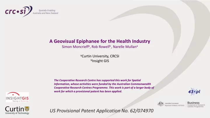 a geovisual epiphanee for the health industry