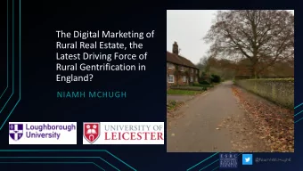 England?  NIAMH MCHUGH  Outline of Presentation  Background of Research  Research Aims and