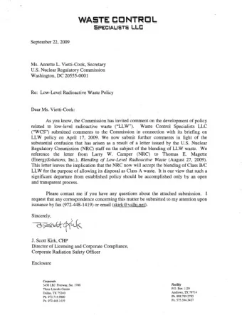 CONTROL Ll .. C  --1'-  - --' .,'  -  ''''''-  ''''-''''---  September 22, 2009 Ms. Annette L.