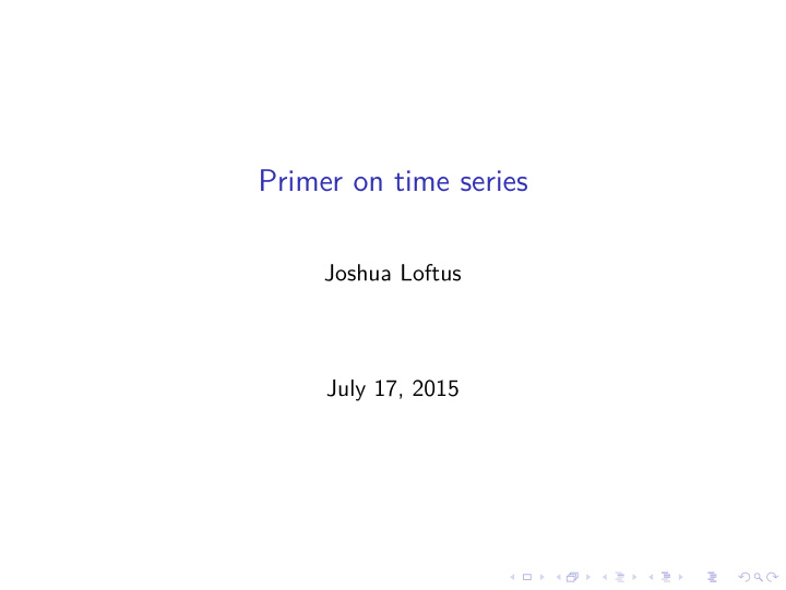 primer on time series