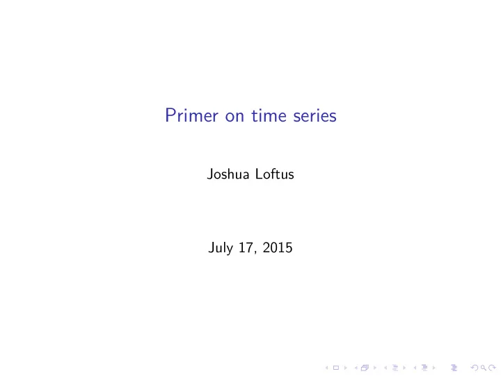 primer on time series