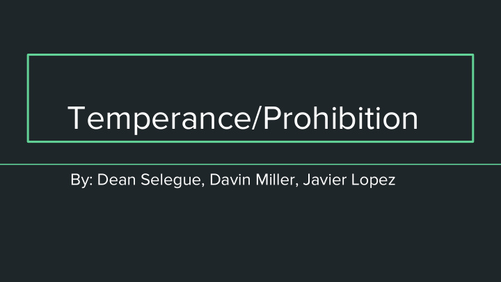 temperance prohibition