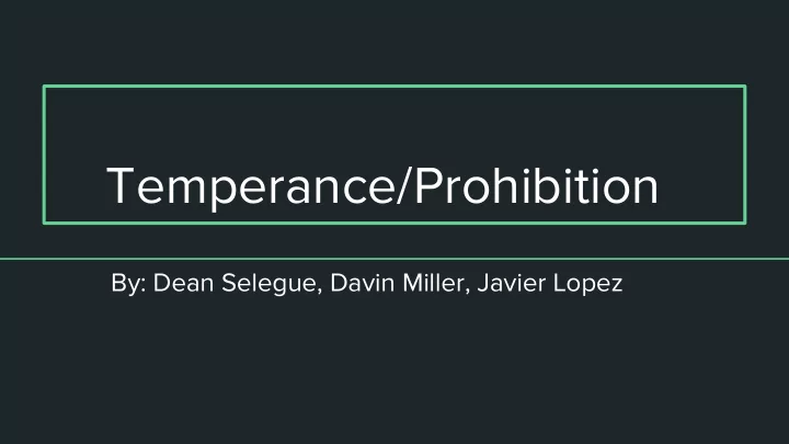 temperance prohibition