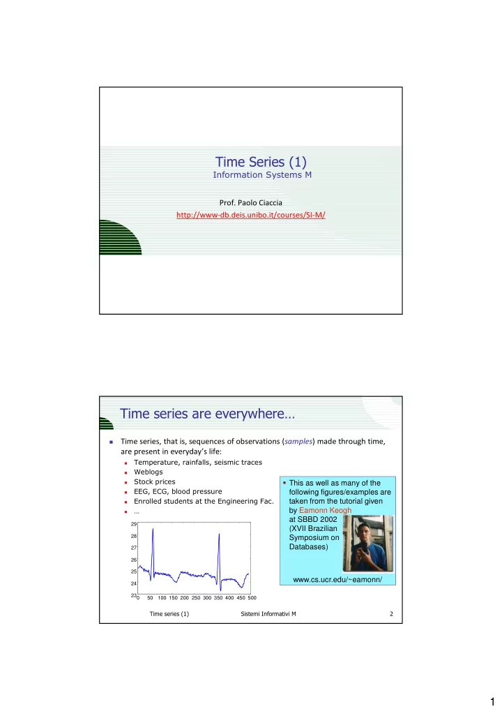 information systems m prof paolo ciaccia http db deis