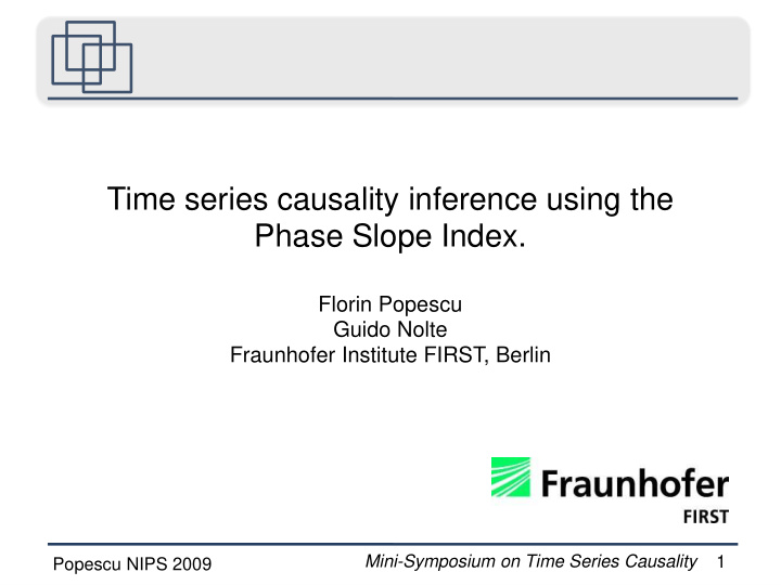 time series causality inference using the phase slope