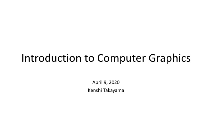 introduction to computer graphics