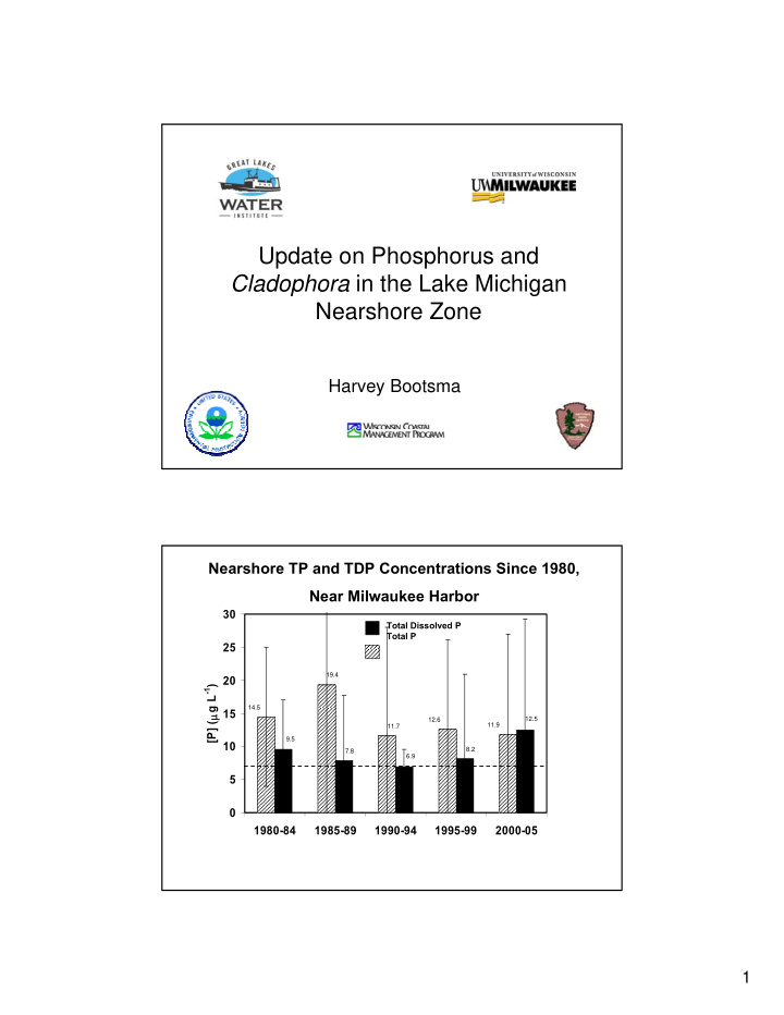 update on phosphorus and cladophora in the lake michigan