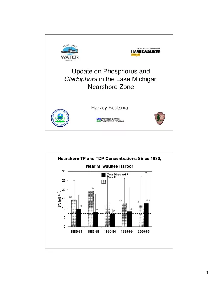 update on phosphorus and cladophora in the lake michigan