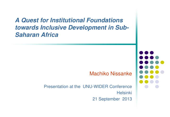 a quest for institutional foundations towards inclusive