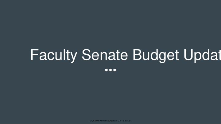 faculty senate budget updat