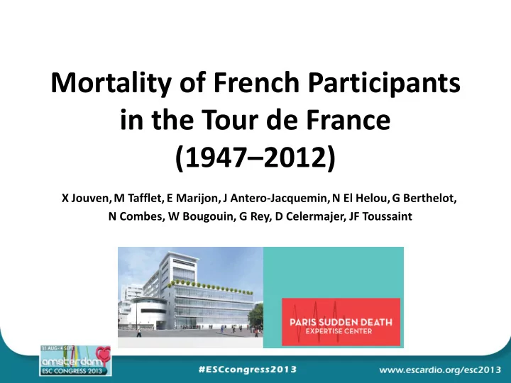 mortality of french participants in the tour de france