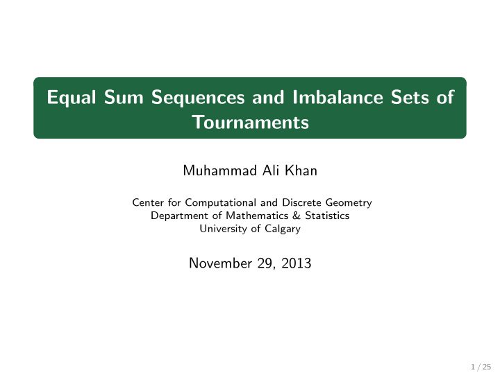 equal sum sequences and imbalance sets of tournaments