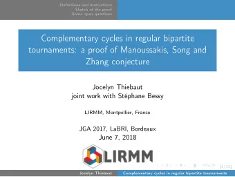 Complementary cycles in regular bipartite  tournaments: a proof of Manoussakis, Song and  Zhang