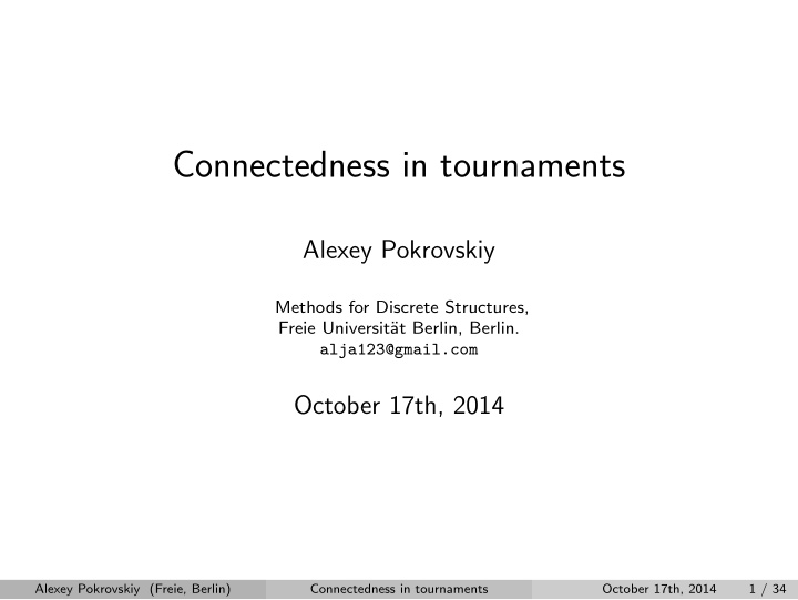 connectedness in tournaments