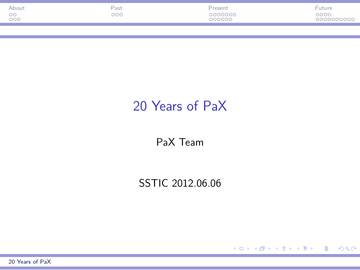 20 years of pax