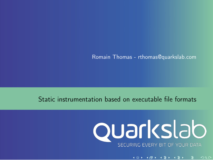 static instrumentation based on executable file formats