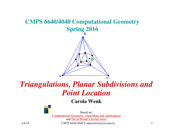 triangulations planar subdivisions and point location