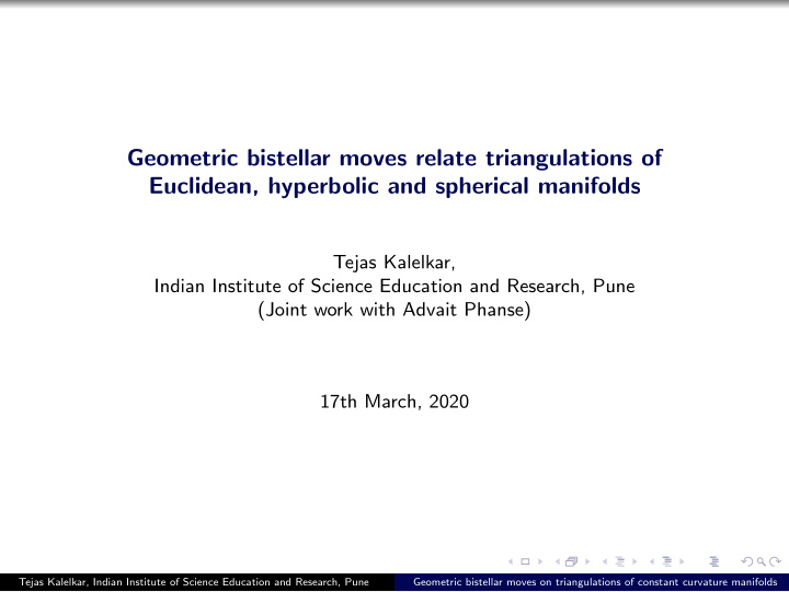 geometric bistellar moves relate triangulations of