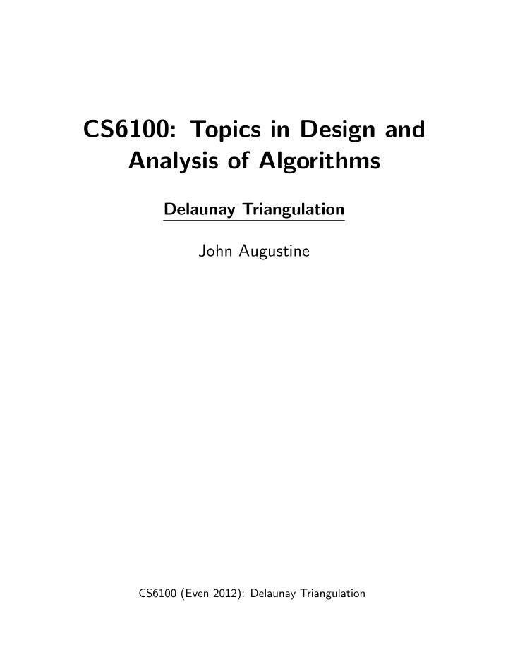 cs6100 topics in design and analysis of algorithms