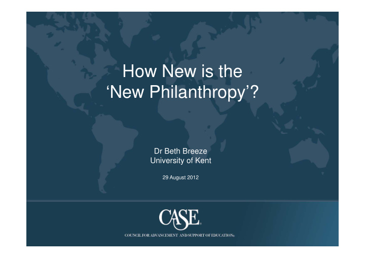 how new is the how new is the new philanthropy py