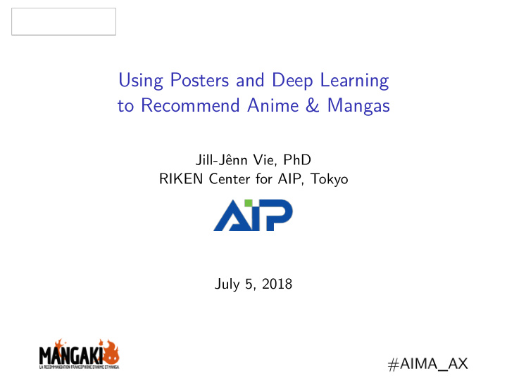 using posters and deep learning to recommend anime mangas