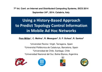 Using a History  Based Approach to Predict Topology Control Information in Mobile Ad Hoc