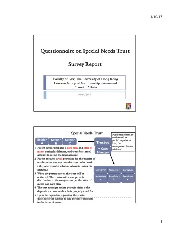 Questionnaire on Special Needs Trust  Survey Report  Faculty of Law, The University of Hong Kong