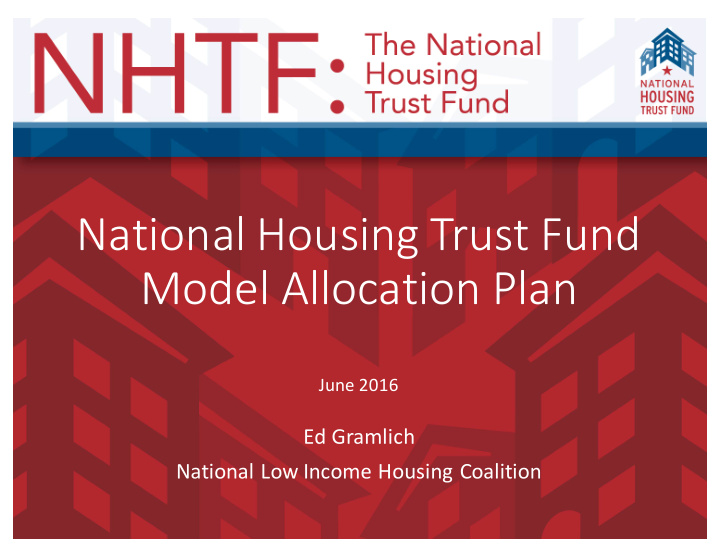 national housing trust fund model allocation plan