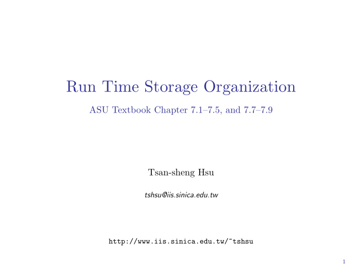 run time storage organization