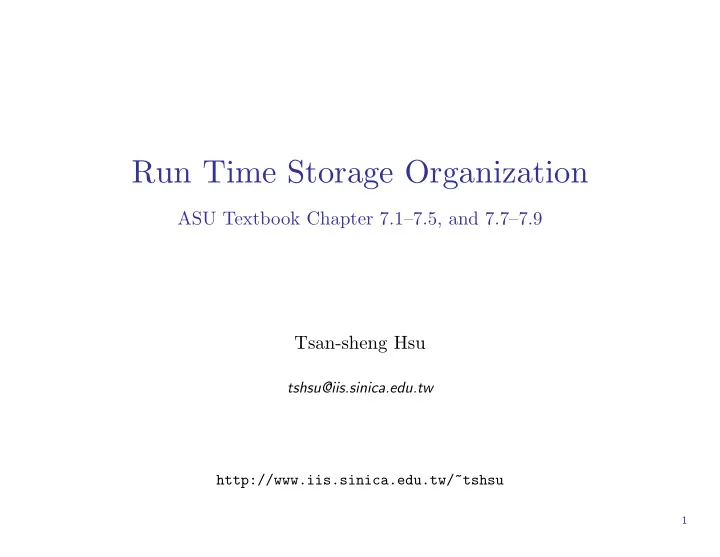 run time storage organization