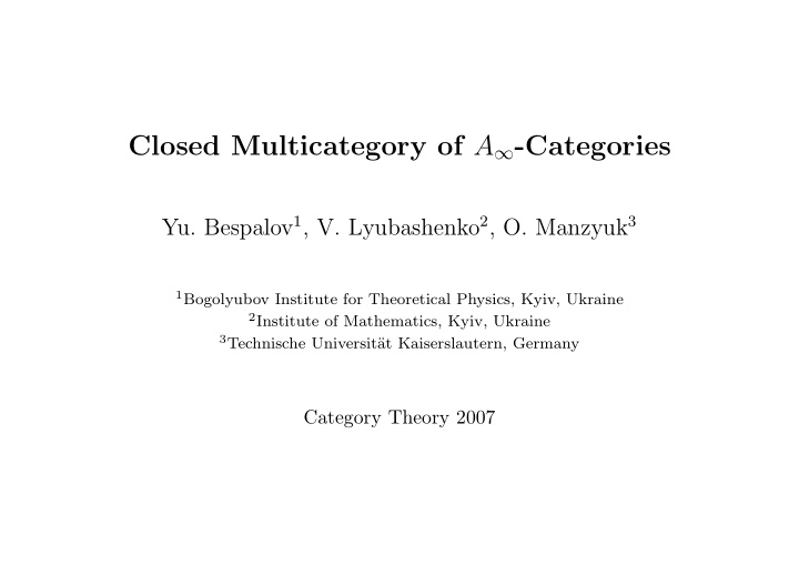 closed multicategory of a categories