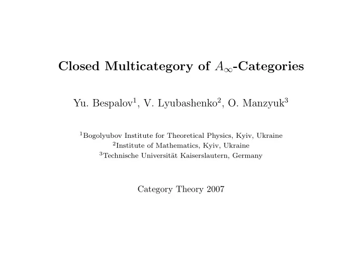closed multicategory of a categories