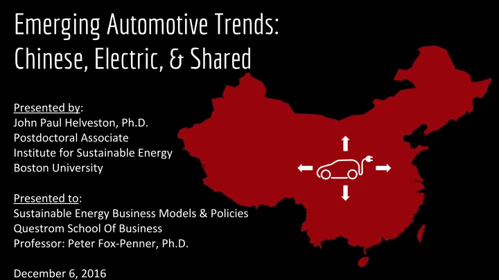 emerging automotive trends chinese electric shared