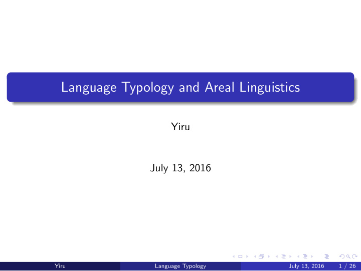 language typology and areal linguistics