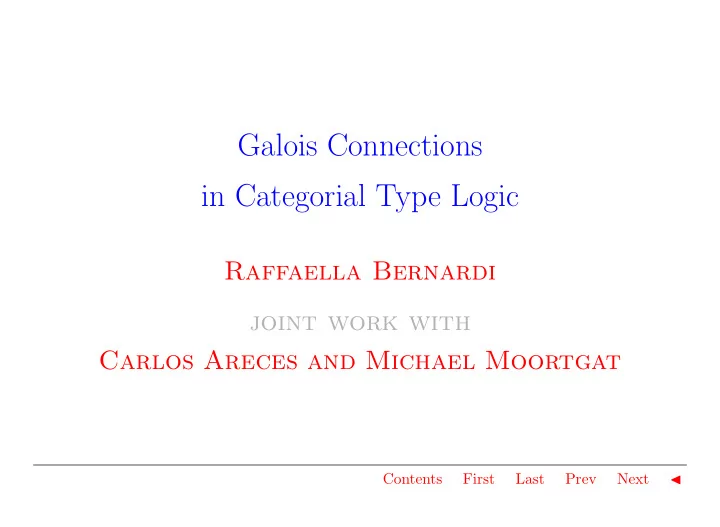 galois connections in categorial type logic