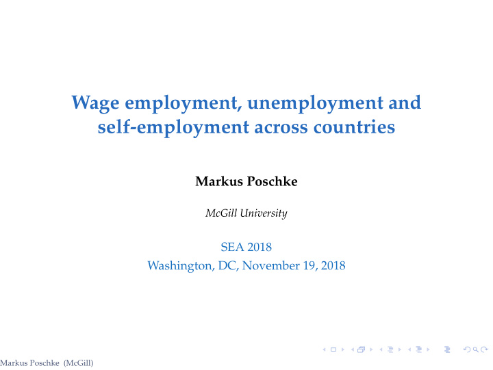 wage employment unemployment and self employment across