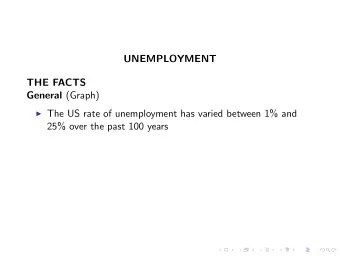 UNEMPLOYMENT  THE FACTS General (Graph) I The US rate of unemployment has varied between 1% and