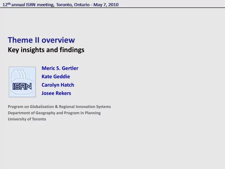 theme ii overview