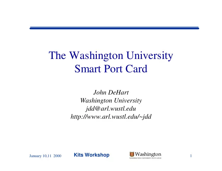 the washington university smart port card